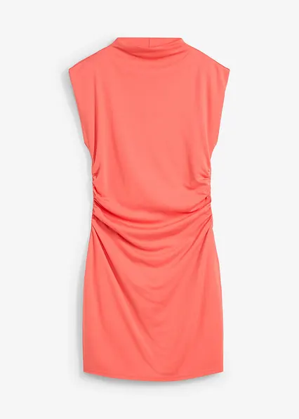 Minikleid mit seitlicher Raffung in pink von vorne - bonprix