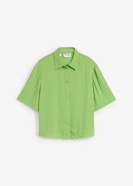 Boxy Bluse aus leichtem Crêpe in grün von vorne - bonprix