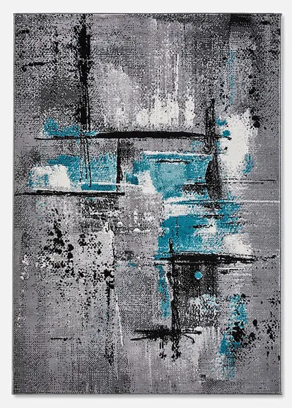 Teppich mit malerischem Motiv in grau - bonprix