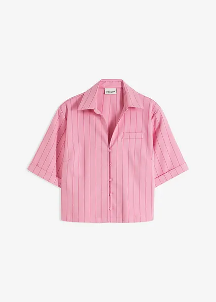 Nadelstreifen Hemdbluse in rosa von vorne - bonprix