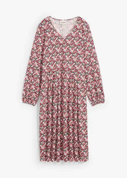 Baumwoll-Jerseykleid, Midilänge in rot von vorne - bonprix