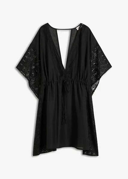 Transparente Strand Tunika in schwarz von vorne - bonprix