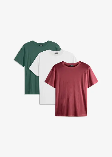 T-Shirt (3er Pack) in rot von vorne - bonprix