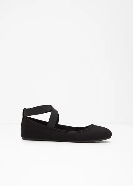 Ballerinas mit elastischen Riemen in schwarz - bonprix