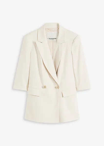 3/4-Arm Longblazer in beige von vorne - bonprix