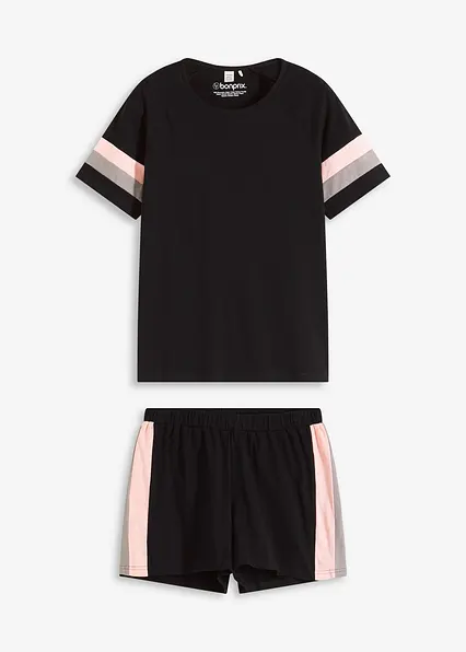 Jersey Shorty aus reiner Baumwolle in schwarz von vorne - bonprix