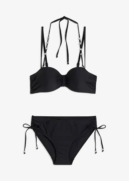 Balconette-Bikini (2-tlg. Set) mit extra Neckholder Träger in schwarz von vorne - bonprix