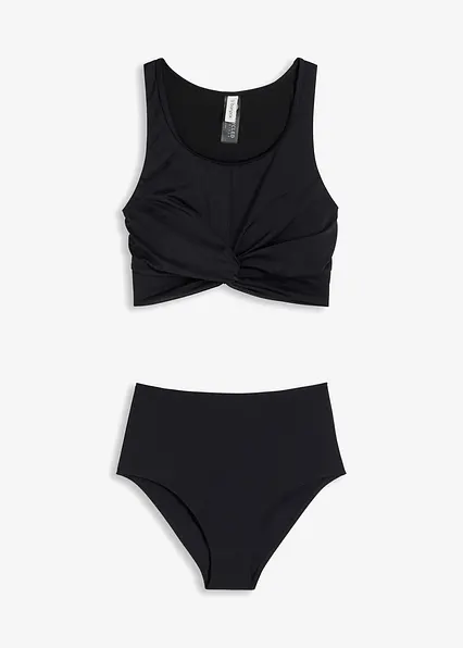 Bustier-Bikini in Wickeloptik (2-tlg.Set) in schwarz von vorne - bonprix