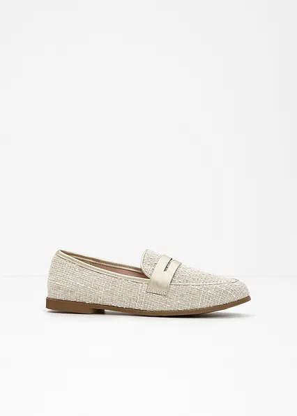 Loafer mit Metallic-Details in beige - bonprix