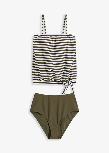 Oversize-Tankini mit abnehmbaren Trägern (2-tlg.Set) in grün von vorne - bonprix