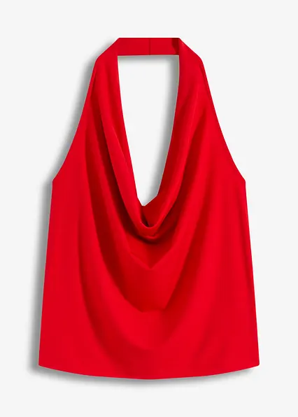 Neckholder-Top mit tiefem Ausschnitt in rot von vorne - bonprix