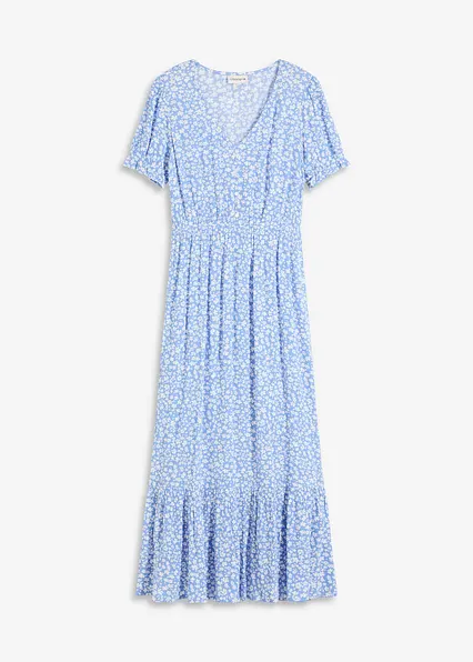 Maxikleid aus reiner Viskose in blau von vorne - bonprix