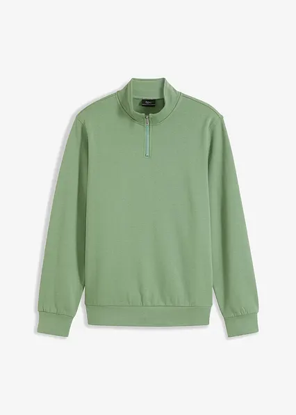 Sweatshirt mit Troyerkragen in grün von vorne - bonprix
