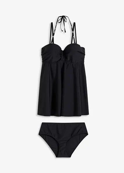 Long Tankini (2-tlg.Set) in schwarz von vorne - bonprix