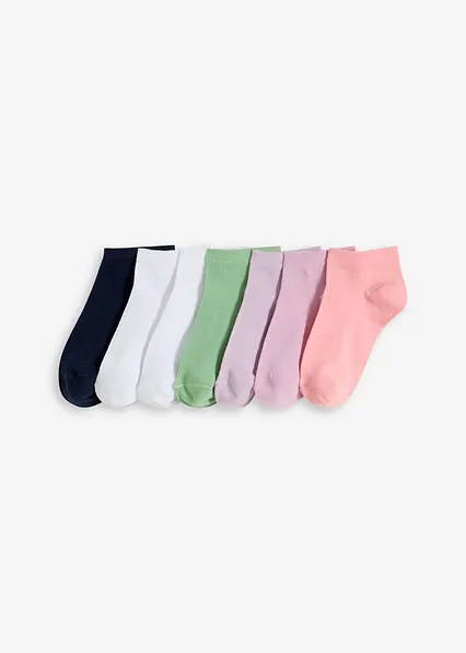 Kurzsocken mit Bio-Baumwolle (7er Pack) in weiß von vorne - bonprix