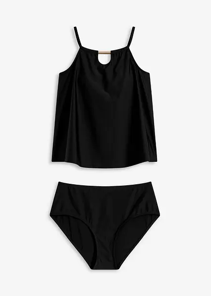 Tankini mit Cut-Out am Ausschnitt (2-tlg.Set) in schwarz von vorne - bonprix