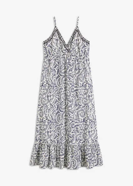 Neckholder-Kleid in blau von vorne - bonprix