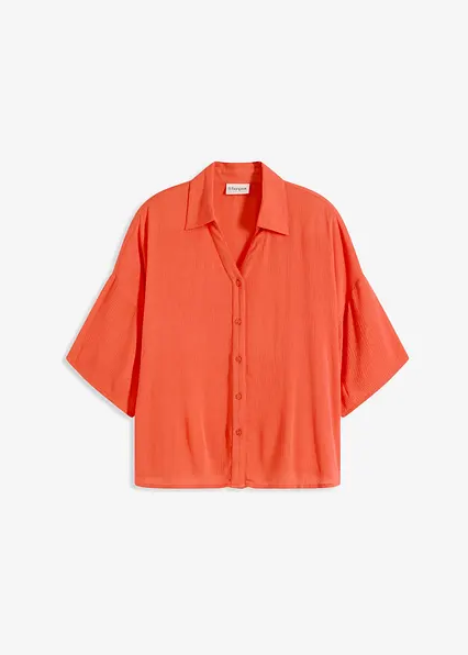 Kurze Strandbluse aus fließender Viskose in orange von vorne - bonprix