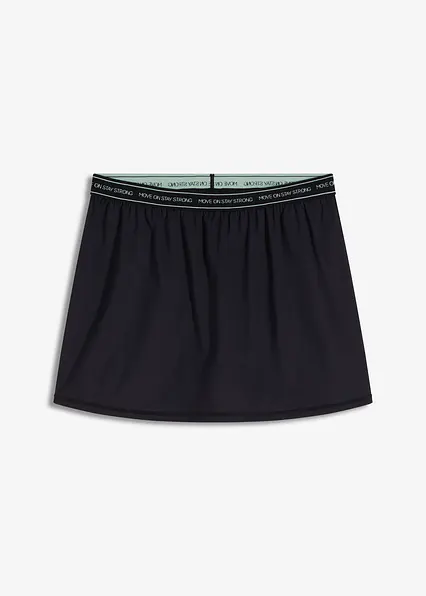 Ultra-leichter Sport-Rock mit integrierter Shorts in schwarz von vorne - bonprix