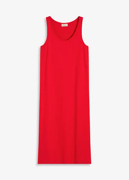 Midikleid aus weicher Rippe in rot von vorne - bonprix