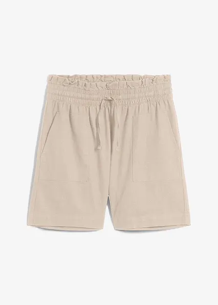 Shorts mit Leinen in beige von vorne - bonprix