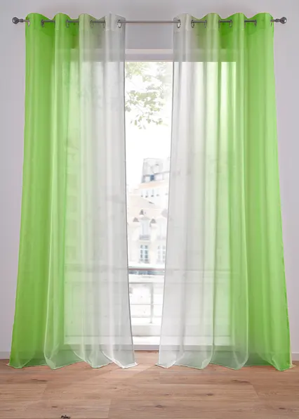 Gardinen aus leichtem Voile, auch in extralang (2er Pack) in grün - bonprix