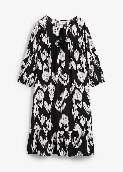 Tunika-Kleid aus reiner Viskose in schwarz von vorne - bonprix