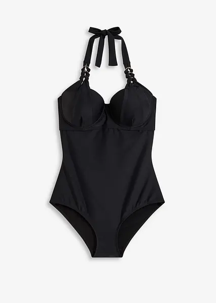 Medium Shape-Badeanzug mit Bügel in schwarz von vorne - bonprix