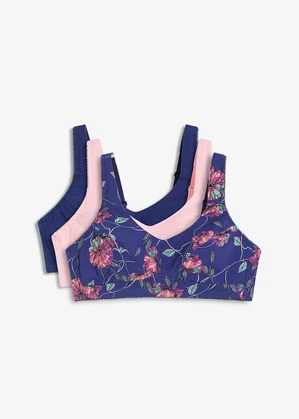 BH ohne Bügel mit Bio-Baumwolle (3er Pack) in blau von vorne - bonprix