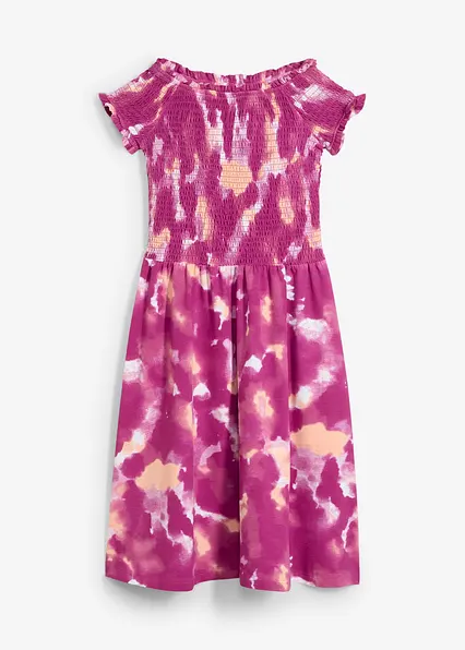 Jerseykleid aus elastischem Bio-Baumwoll-Mix in lila von vorne - bonprix