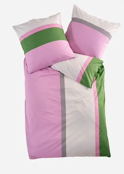 Bettwäsche mit Colorblock Design in rosa von vorne - bonprix