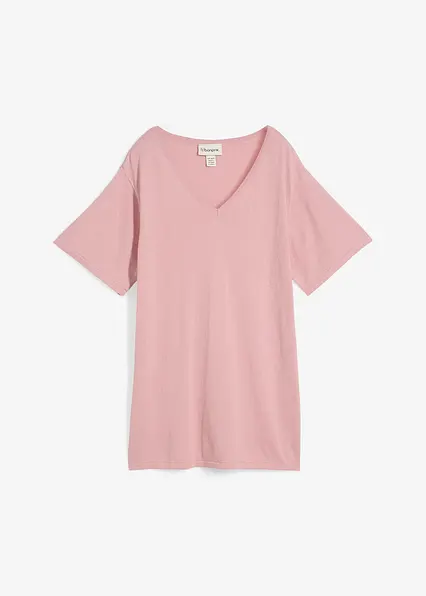 Feinstrickshirt mit Leinen in rosa von vorne - bonprix