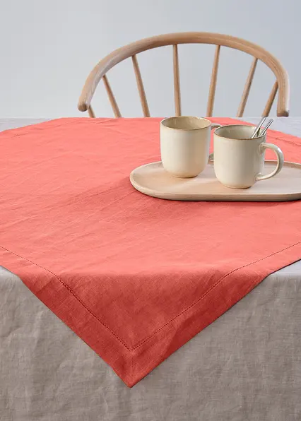 Leinen Tischdecke in rot von vorne - bonprix