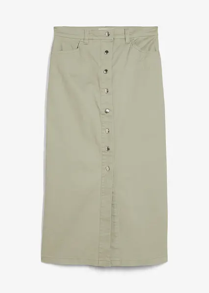Twill Midirock in grün von vorne - bonprix