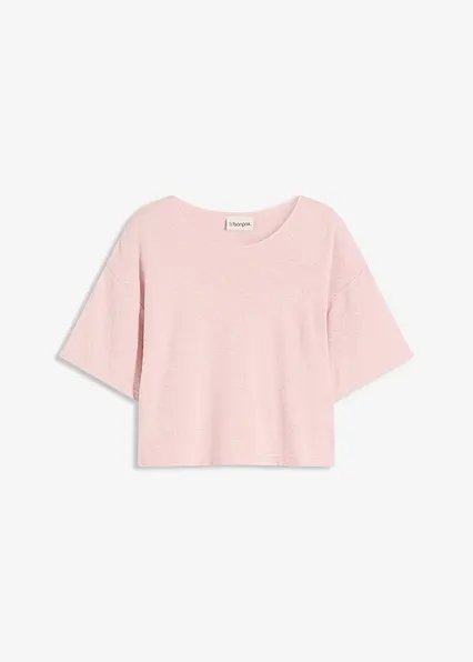 Kurzes Boxy-Shirt in rosa von vorne - bonprix