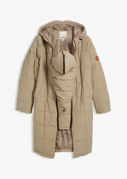 3-in-1 Umstandssteppmantel und Tragemantel mit recyceltem Polyester in grün von vorne - bonprix