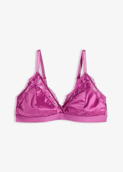 Bralette aus glänzendem Material in lila von vorne - bonprix