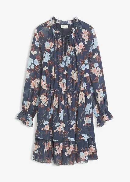 Chiffonkleid in blau von vorne - bonprix