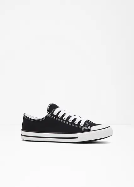 Sneaker aus Baumwoll-Canvas in schwarz von vorne - bonprix