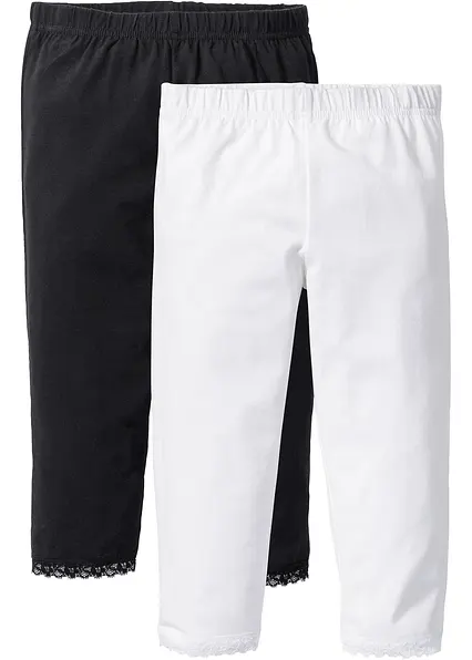 Capri-Leggings mit Bio-Baumwolle (2er Pack) in weiß von vorne - bonprix