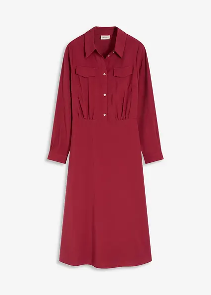 Kleid mit Hemdkragen in rot von vorne - bonprix