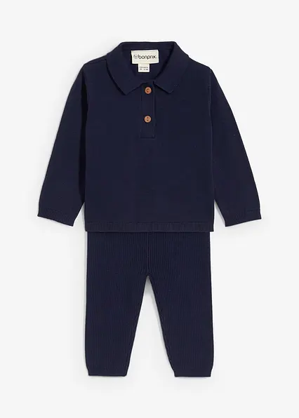 Polopullover und Leggings (2-tlg.Set) in blau von vorne - bonprix