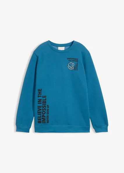 Sweatshirt aus weichem Baumwoll-Mix in blau von vorne - bonprix