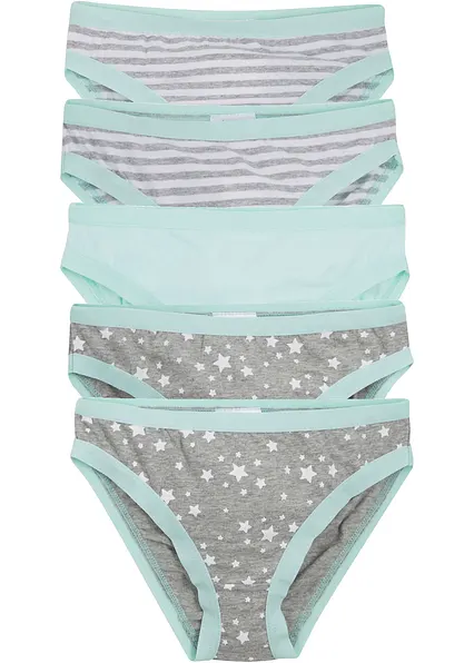 Slip mit weicher Baumwolle (5er Pack) in grau von vorne - bonprix
