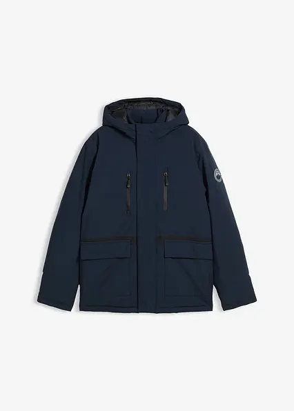 wattierte Funktionsjacke mit Windfang, wasserdicht in blau von vorne - bonprix