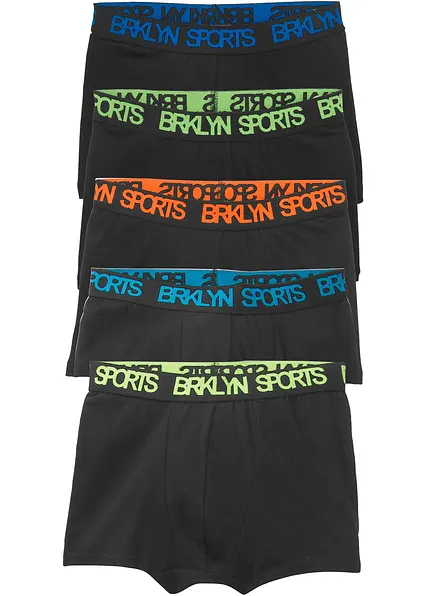 Boxershorts mit weicher Baumwolle (5er-Pack) in schwarz von vorne - bonprix