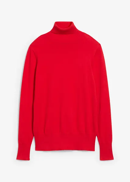 Basic Rollkragenpullover in rot von vorne - bonprix