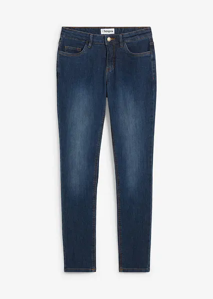 Skinny Jeans Mid Waist, Stretch in blau von vorne - bonprix