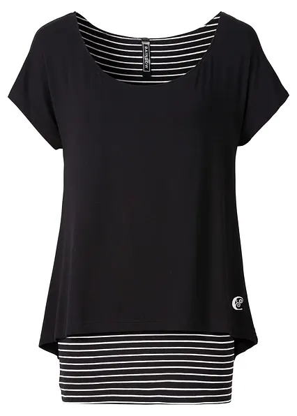 2-in-1-Shirt in schwarz von vorne - bonprix