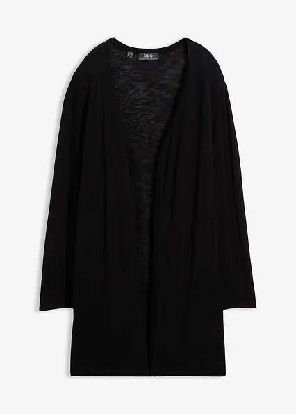 Longstrickjacke, offen in schwarz von vorne - bonprix
